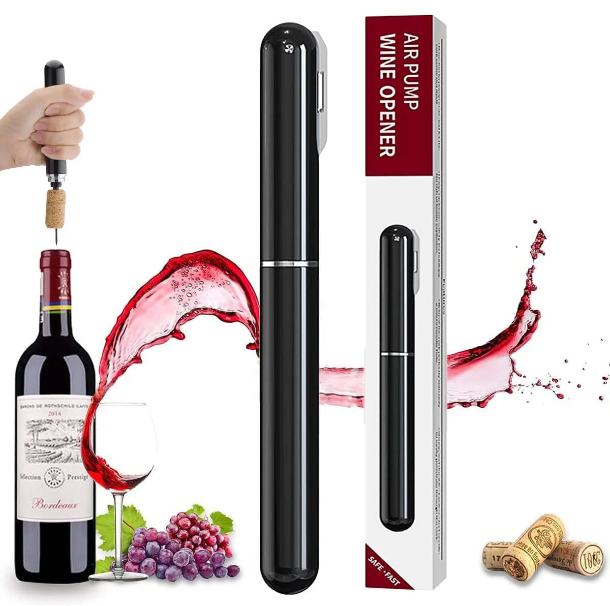 Air pump bottle opener: easy and quick uncorking