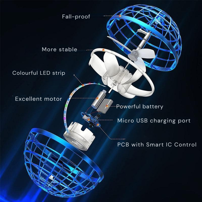 Glowing flying ball for fun and interactive games
