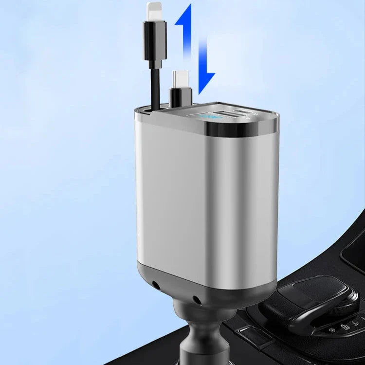 Rask bil-lader med dobbelt USB-port, intelligent 4-i-1