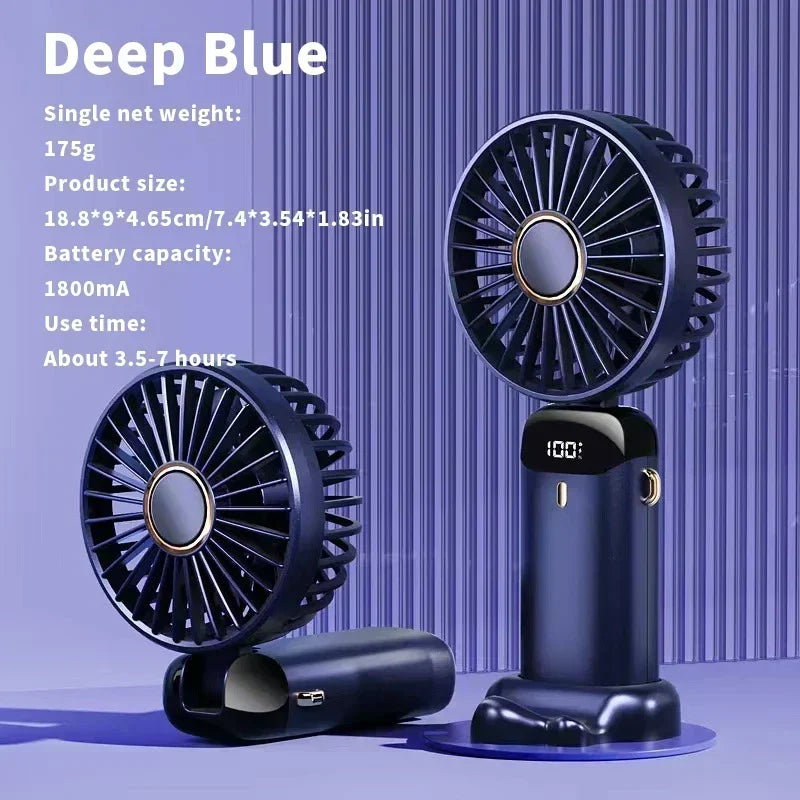 Krachtige mini ventilator met slimme LED-display