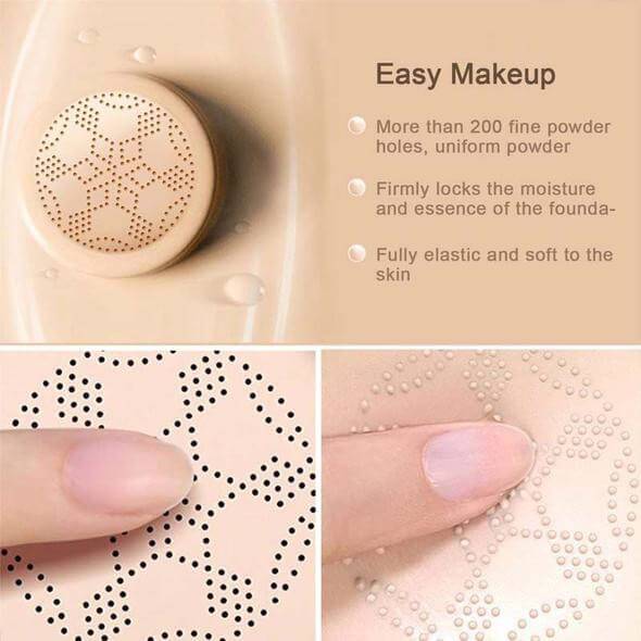 CC cream cushion with mushroom-shaped applicator