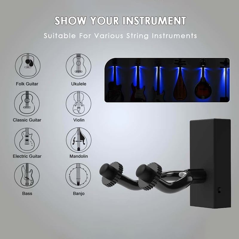 Wall-mounted LED support for guitar – Illuminate your instrument