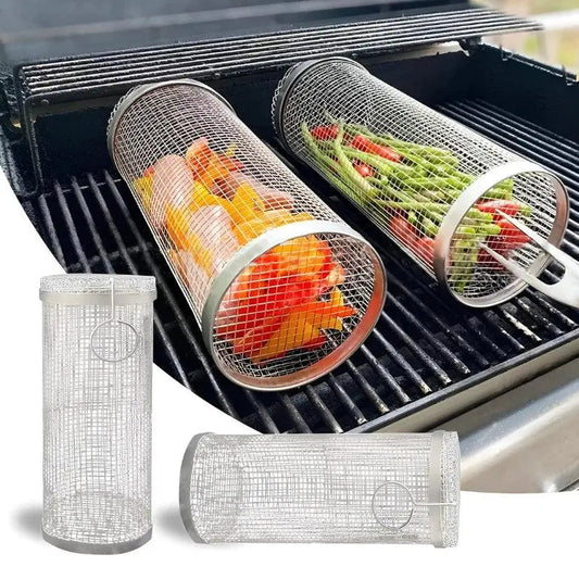 Rotating grill basket for effortless even cooking