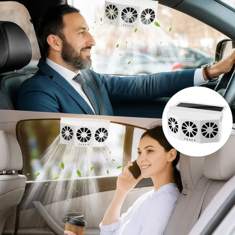 Solární ventilátor do auta s nabíjením přes USB