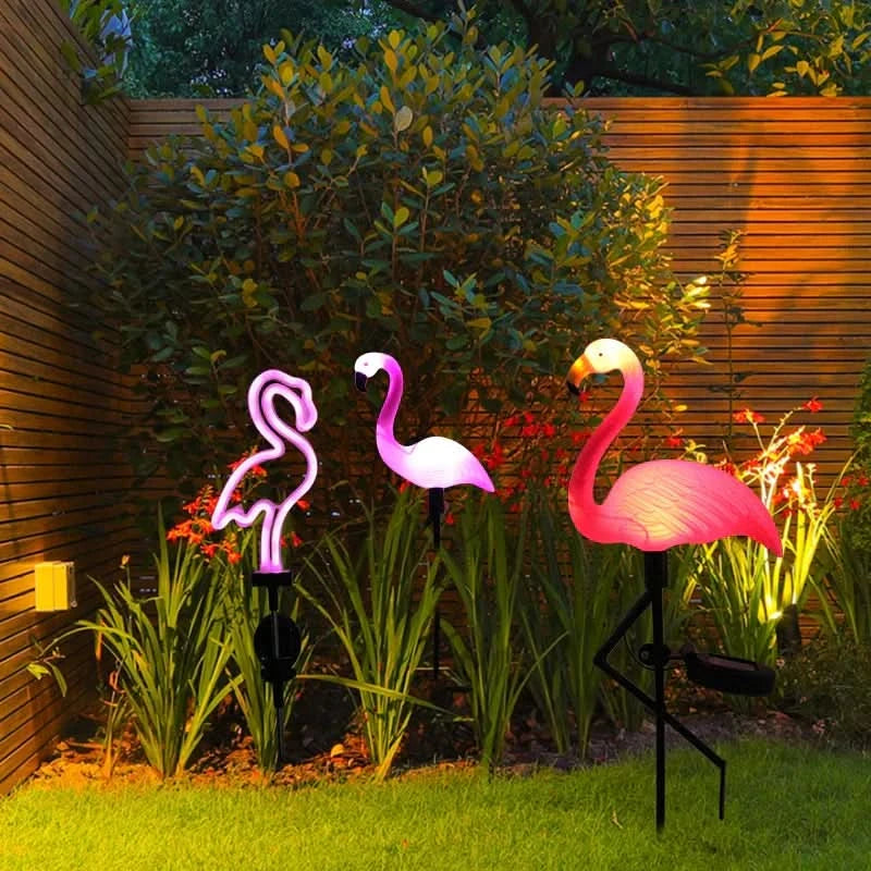 Bright solar flamingo Pink – Magical garden at night 