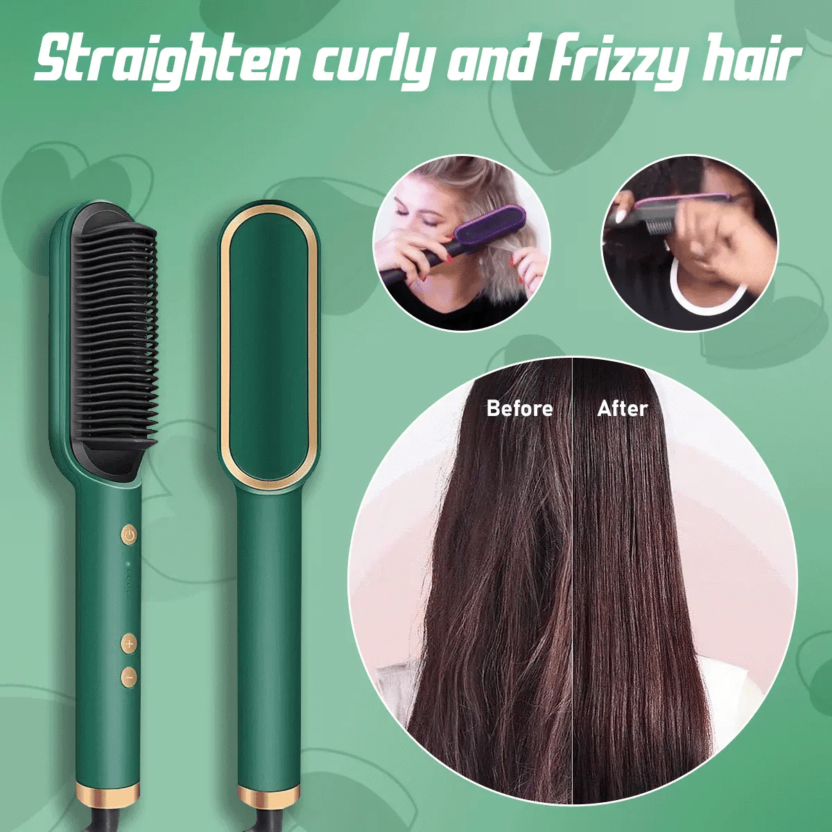 Cabello liso en 2 minutos con cepillo calefactor 