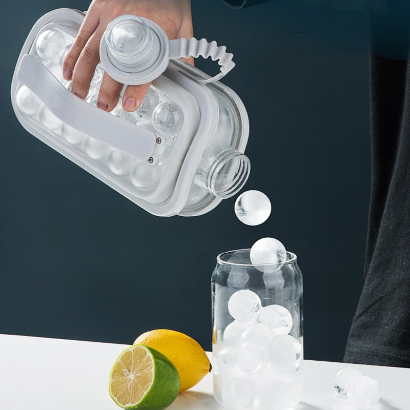 2-in-1 bottle with integrated ice cube mold 