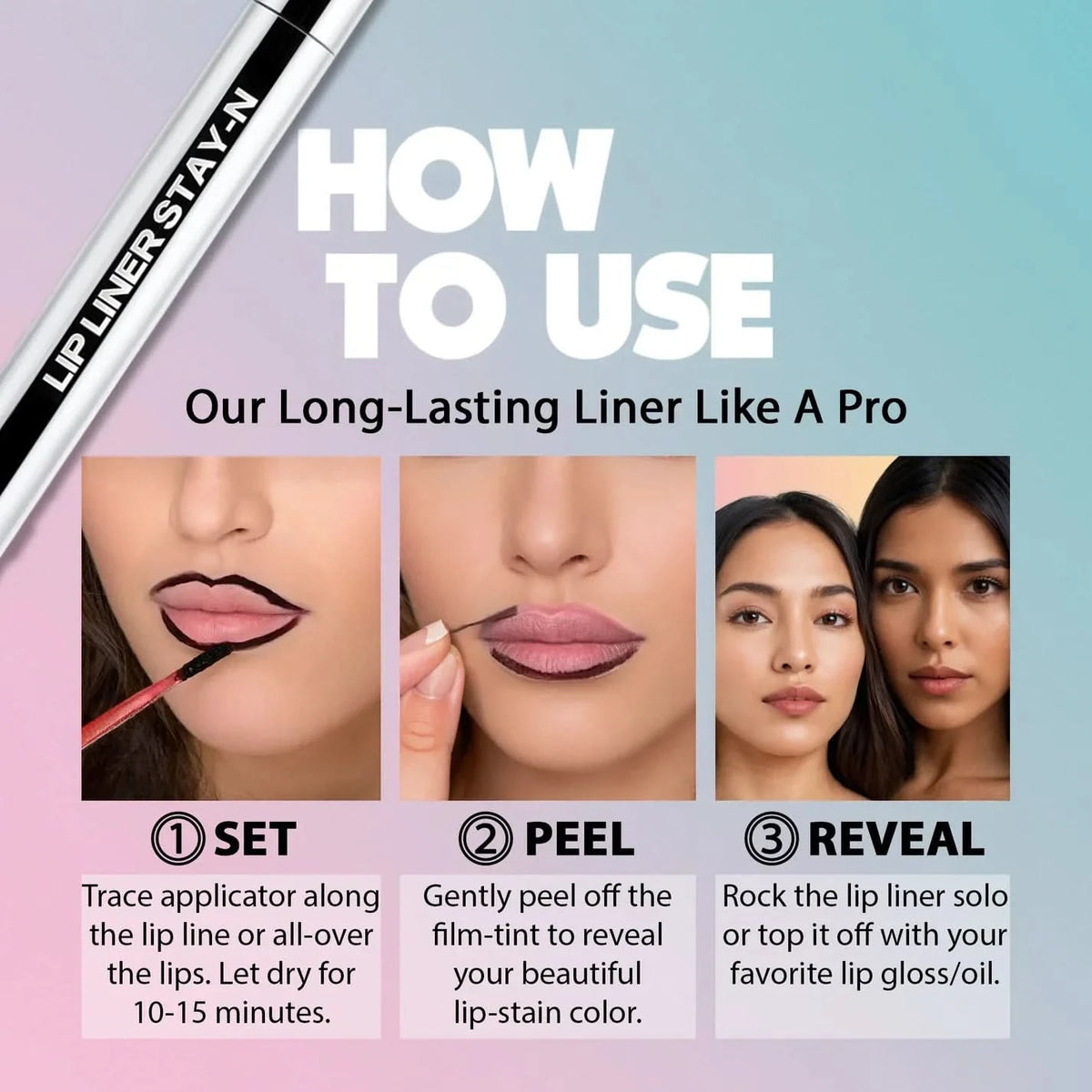 Perfect getekende lippen, zonder retouchering gedurende 12 uur 