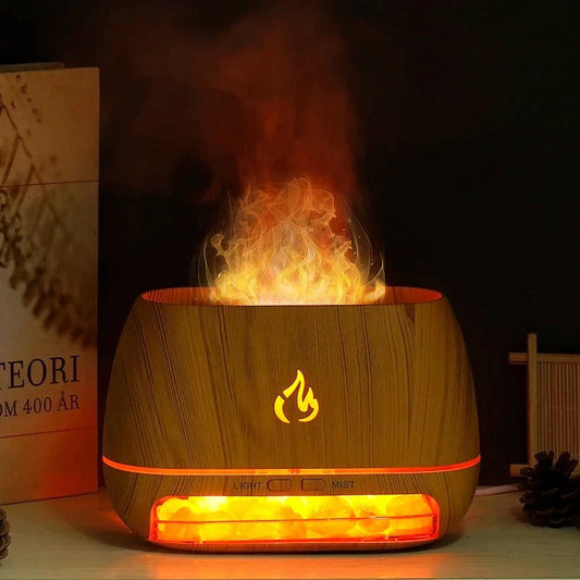 Ambiente rilassante con effetto fuoco e nebbia calmante 