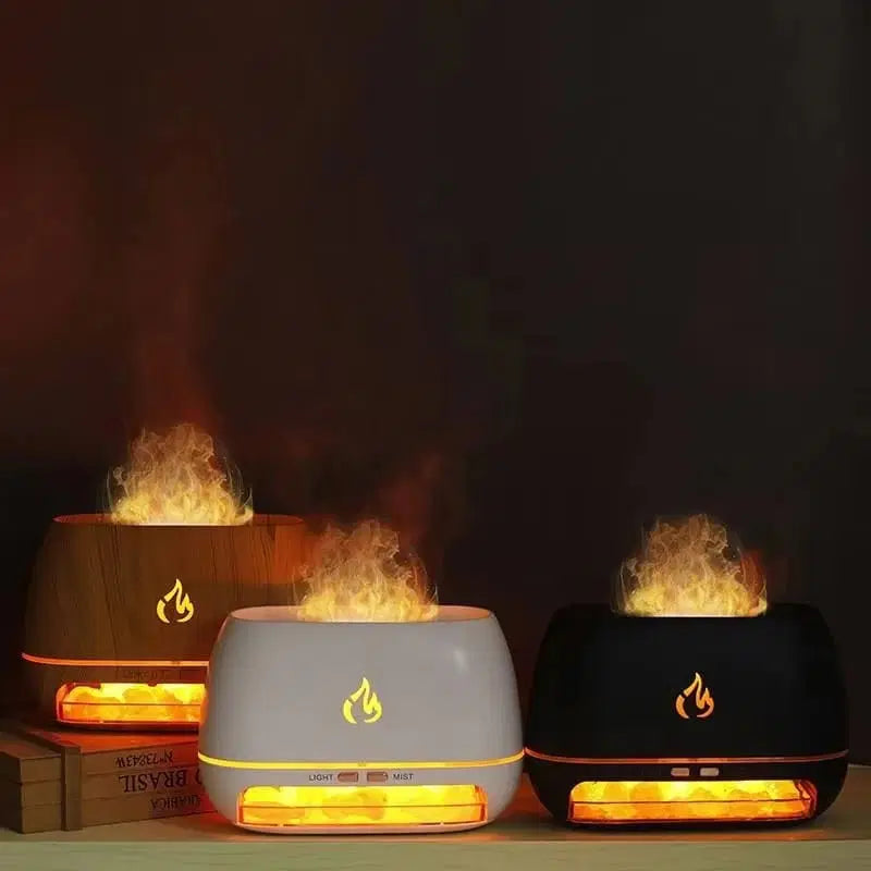 Ambiente rilassante con effetto fuoco e nebbia calmante 